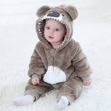 Baby Halloween Koala Bear Coverall Costume Dress Up Hoodie Zipper Jumpsuit