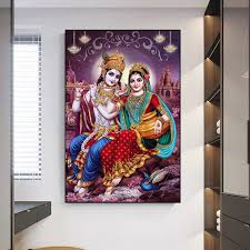 India Religion God Radha Krishna Canvas
