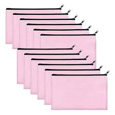 12 pack pink canvas makeup bag bulk