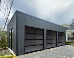 ultra modern black aluminum garage door