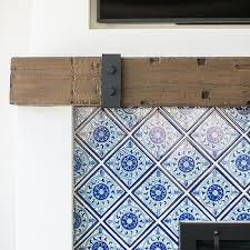 blue mosaic tiled fireplace design ideas