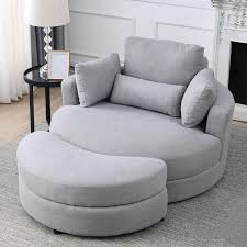 Big Round Chair With Storage Ottoman