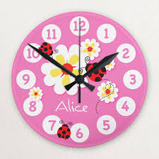 Pink Ladybug Personalised Acrylic Clock