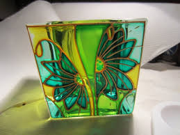Hand Painted Glass Candle Holder By