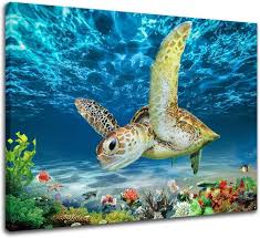 Ocean Sea Turtle Wall Art Turtle Canvas