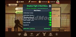 Mod version unlimited money, gems will help you upgrade equipment, weapons to increase the strength of the character without too much difficulty. Shadow Fight 2 V2 16 1 Max Level 52 Mod Menu Apk With One Hit Kill Dumb Ai Unlimited Coins Credit Gems High Experience Max Level 52 High Damage All Items Unlocked Cheats Menu