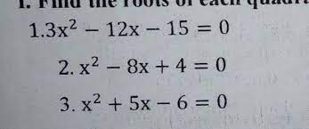 Roots Of Each Quadratic Equation
