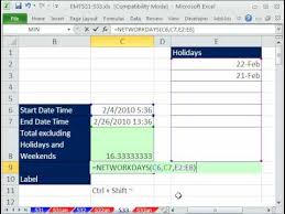 Excel Magic Trick 533 Date Time Calculation Excluding Holidays Weekends