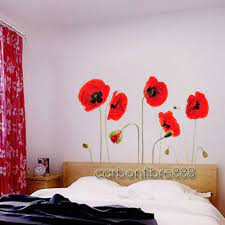 Large Red Poppy Flower Wall Stickers