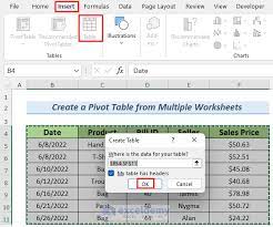 a pivot table from multiple worksheets