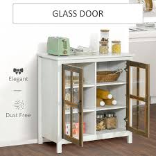 Homcom Kitchen Sideboard Glass Door