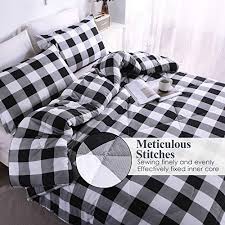 Andency Black Plaid Comforter Set Twin