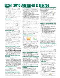 Microsoft Excel 2010 Advanced Macros Quick Reference Guide