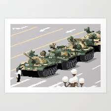 Pixelated Tank Man Art Print by Karl Turner | Society6