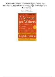 Turabian a manual for writers of research papers theses and                  