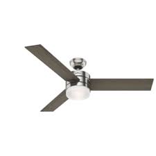 Hunter 59161 Brushed Nickel Exeter 54 Ceiling Fan With Led Light Kit And Remote Control Faucet Com