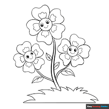cartoon flowers coloring page easy