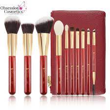 ducare makeup brushes red 10 piece