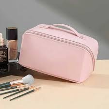 pink leatherl cosmetic travel cosmetic