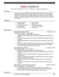 Customer Service And Public Relations Resume Public Relation