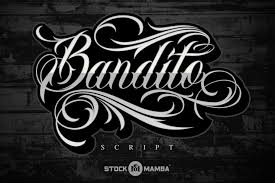 bandito script font design cuts