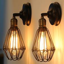 2 Pcs Vintage Black Loft Iron Wall Lamp Creative Cage E27 Indoor Retro Wall Light Indoor Home Lighting For Bar Restaurant In Led Indoor Wall Lamps