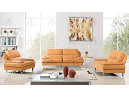 Yellow Genuine Leather Sofa Set