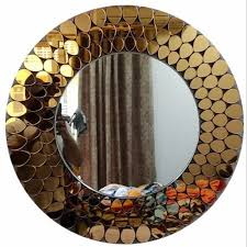 Glass Golden Round Wall Mirror