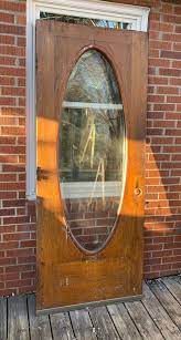 Antique Oak Oval Beveled Glass Entry