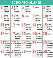 30 Day Abs Challenge Weekly Workout Plans 30 Day Ab