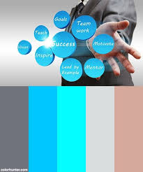 Business Man Shows Success Abstract Flow Chart Color Scheme