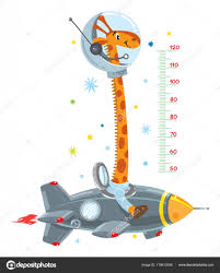 Giraffe On Rocket Meter Wall Or Height Chart Stock Vector