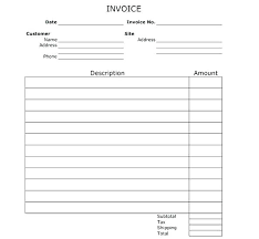 E Blank Invoice Template Form Printable In Templates Word