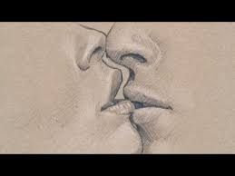 how to draw kissing lips