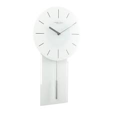 Glass Pendulum Wall Clock White