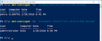 To begin with, active directory refers to a directory service provided by microsoft for windows domain networks. Powershell Get All Logged On Users Per Computer Ou Domain Get Userlogon Sid 500 Com
