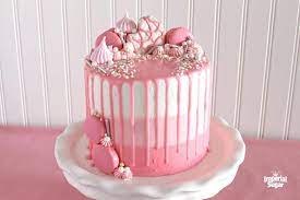 Pink Cake With White Chocolate Drip gambar png