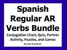 Spanish Ar Verbs Bundle Games Quiz Puzzles Vocabulary And Conjugation Chart