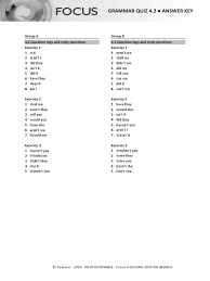 Focus 1 Second Edition Pdf - Focus4 2E Grammar Quiz Unit4 2 GroupA B ANSWERS | PDF