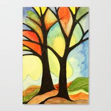 Stained Glass Trees Canvas Print By