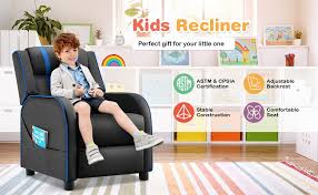 kids recliner chair with side pockets