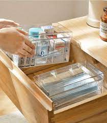 clear mini storage box with dividers