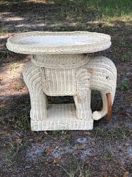 Vintage Wicker Elephant Side Table