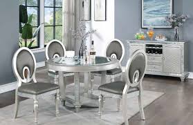Round Dining Table Set Glass Top Adele