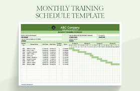 monthly training schedule template in