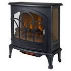 25-inch Freestanding Infrared Curved Front Panoramic Stove with Glass Front in Bla... Muskoka
