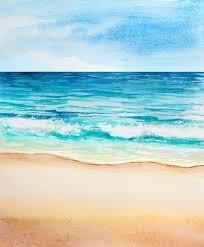 Beach With Sea Watercolor Painting