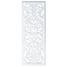 White Hand Carved Wooden Baroque Panel