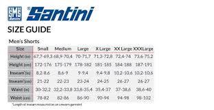 Santini Cycling Shorts Size Chart