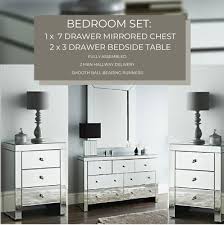 The roomplace has everything you need to do just that, from stylish bedroom furniture sets in all sizes, to attractive dressers, mirrors and nightstands. Bedroom Set Mirrored Chest Of 7 Storage Drawers 2 Mirror Bedside Night Chest Ebay